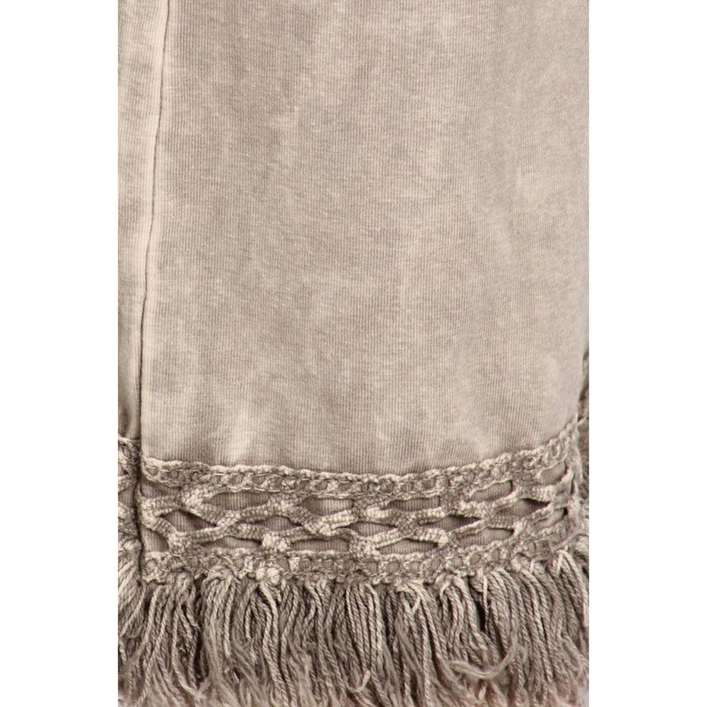 Mineral Washed Ankle Fringe Cropped Pants - Picture 4 of 4
